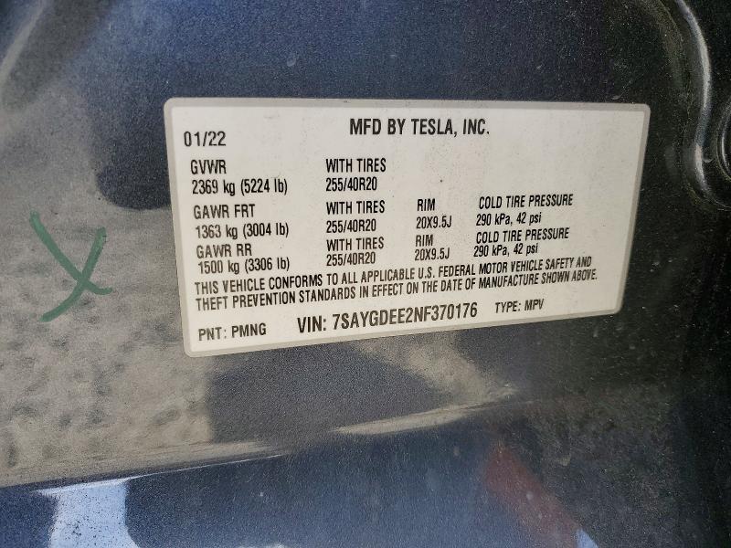 Aukcja sprzedaży 2022 Tesla Model Y, vin: 7SAYGDEE2NF370176, numer aukcji: 76578565