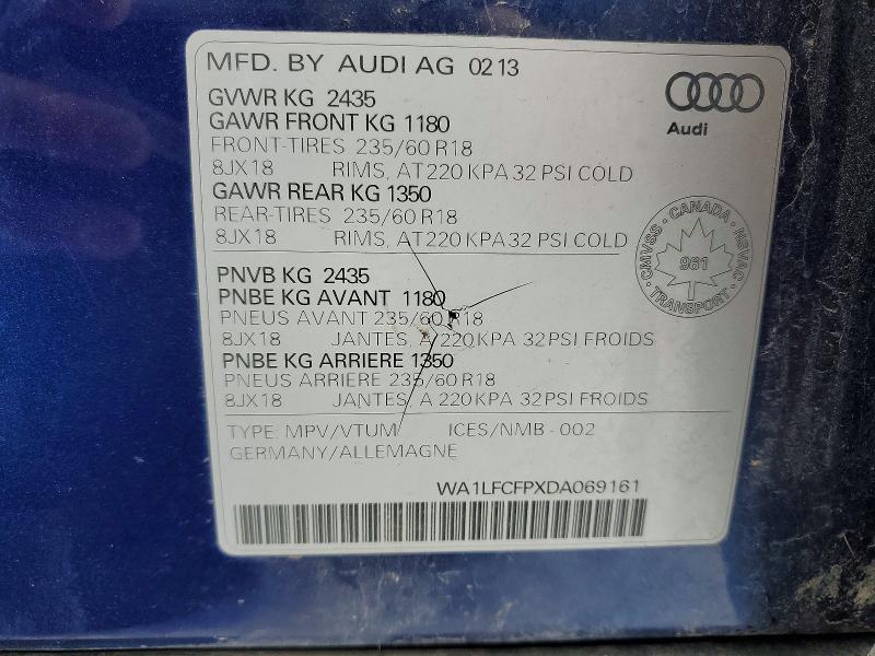 Продаж на аукціоні авто 2013 Audi Q5, vin: WA1LFCFPXDA069161, номер лоту: 96819745