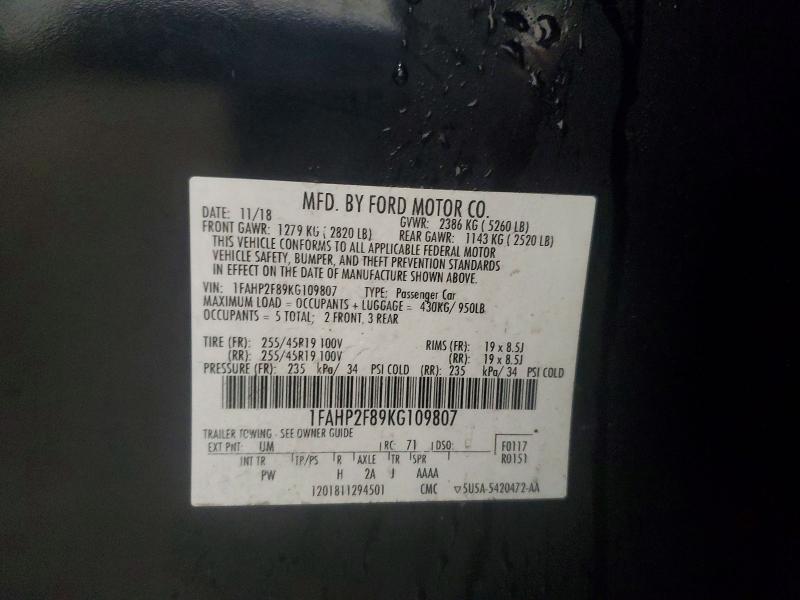 Продаж на аукціоні авто 2019 Ford Taurus, vin: 1FAHP2F89KG109807, номер лоту: 76715955