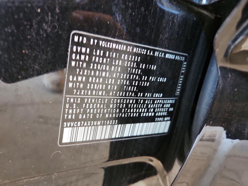 Продажа на аукционе авто 2022 Volkswagen Tiguan, vin: 3VVCB7AX3NM119033, номер лота: 73010715