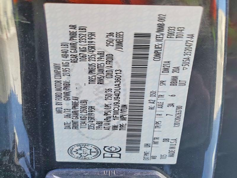 76347175 :رقم المزاد ، 1FMCU9J94DUA36013 vin ، 2013 Ford Escape Tit مزاد بيع