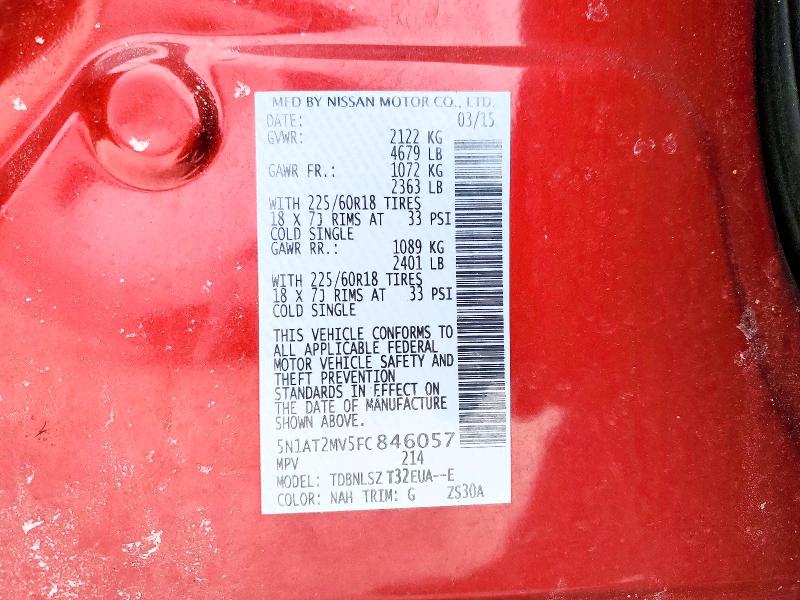 Продаж на аукціоні авто 2015 Nissan Rogue, vin: 5N1AT2MV5FC846057, номер лоту: 76006675