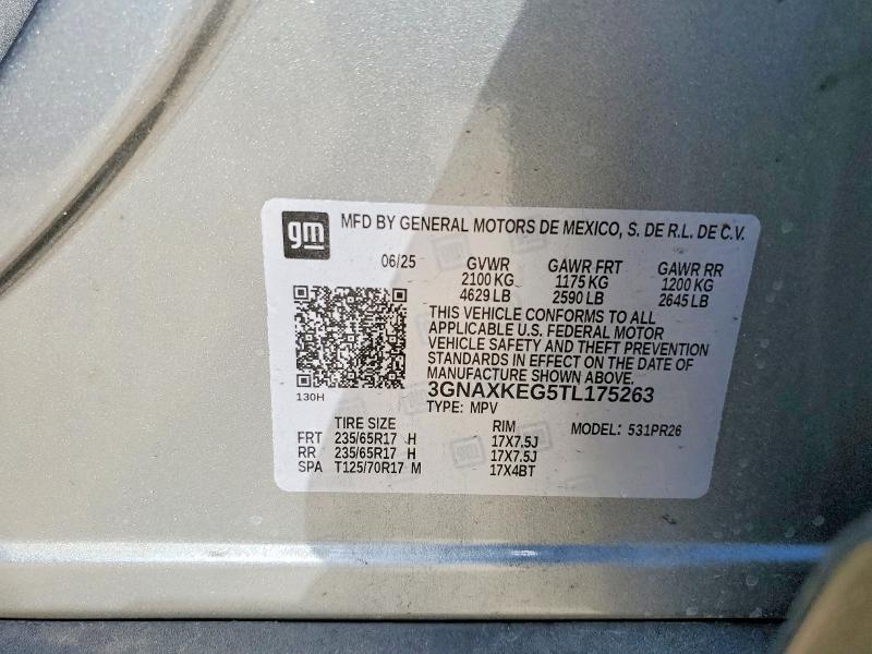 Aukcja sprzedaży 2026 Chevrolet Equinox, vin: 3GNAXKEG5TL175263, numer aukcji: 77203915
