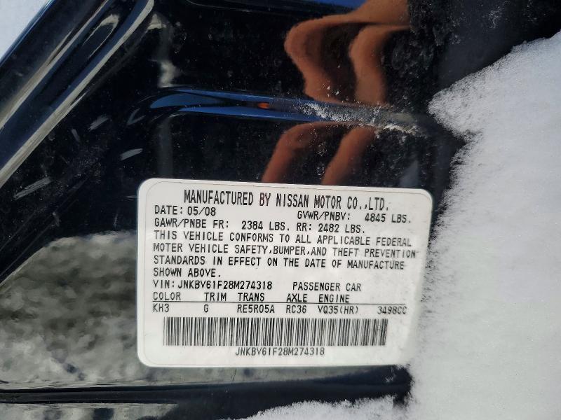 78364425 :رقم المزاد ، JNKBV61F28M274318 vin ، 2008 Infiniti G35 مزاد بيع