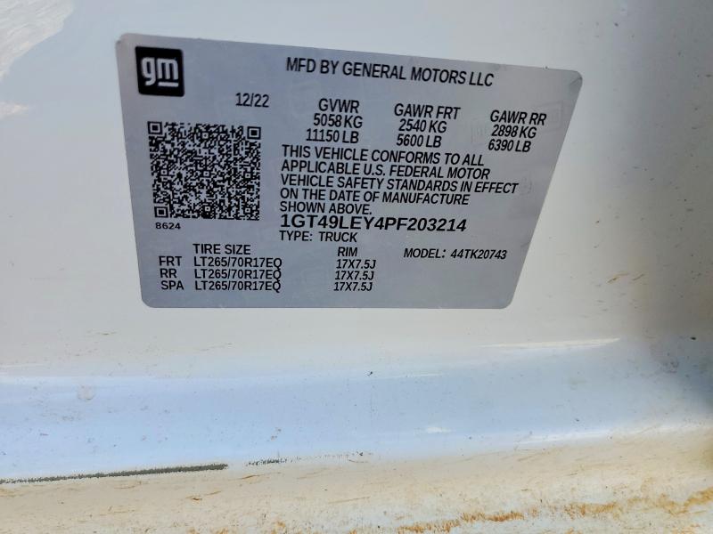 Aukcja sprzedaży 2023 Gmc Sierra K25, vin: 1GT49LEY4PF203214, numer aukcji: 75414815