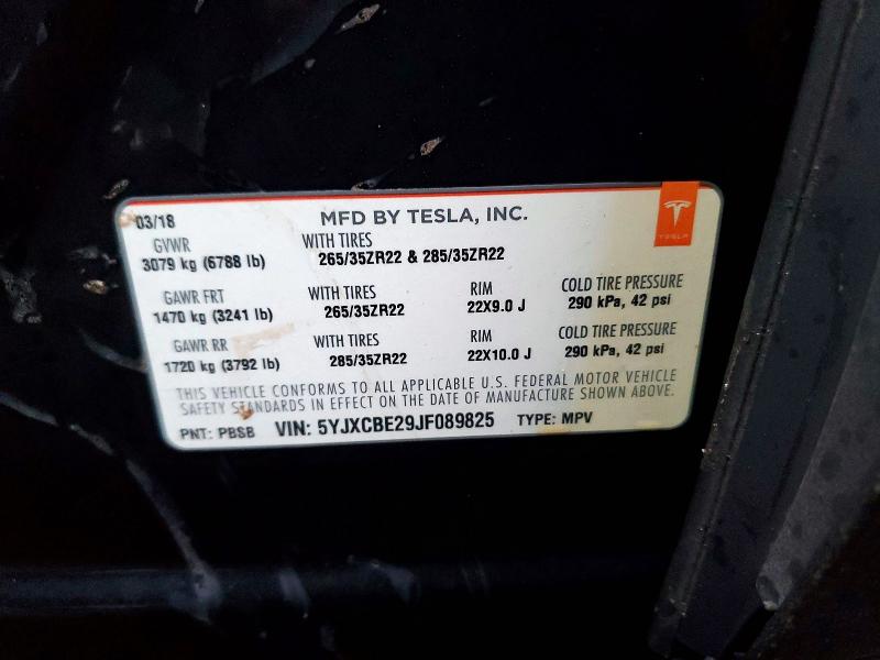 Продажа на аукционе авто 2018 Tesla Model X, vin: 5YJXCBE29JF089825, номер лота: 76182105
