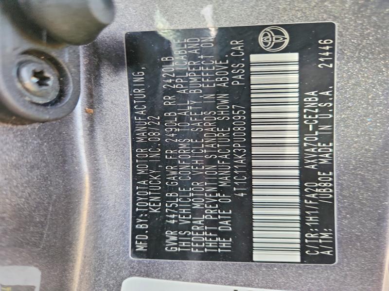 2023 Toyota Camry მანქანა იყიდება აუქციონზე, vin: 4T1C11AK3PU080957, აუქციონის ნომერი: 79014685