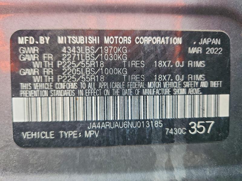 Продаж на аукціоні авто 2022 Mitsubishi Outlander Sport, vin: JA4ARUAU6NU013185, номер лоту: 78126665