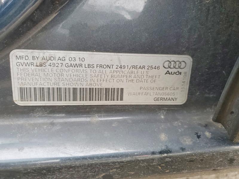 2010 Audi A4 მანქანა იყიდება აუქციონზე, vin: WAUFFAFL7AN056051, აუქციონის ნომერი: 77029325