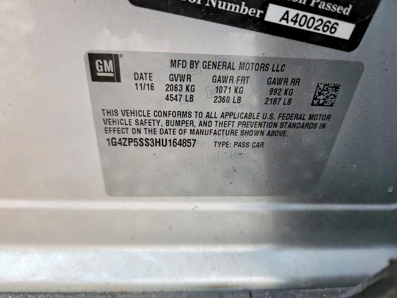2017 Buick Lacrosse მანქანა იყიდება აუქციონზე, vin: 1G4ZP5SS3HU164857, აუქციონის ნომერი: 79088555