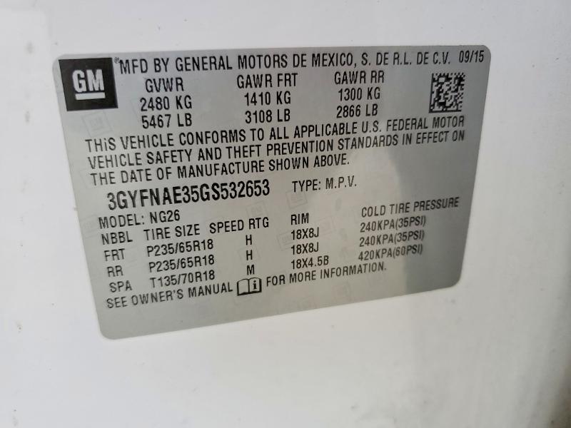 Aukcja sprzedaży 2016 Cadillac Srx, vin: 3GYFNAE35GS532653, numer aukcji: 76811415
