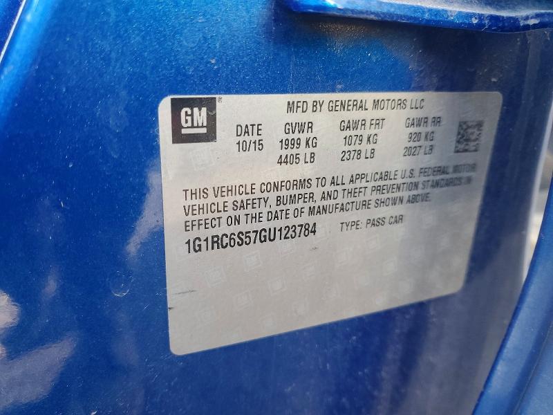 76556485 :رقم المزاد ، 1G1RC6S57GU123784 vin ، 2016 Chevrolet Volt مزاد بيع