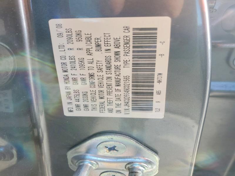 77145325 :رقم المزاد ، JH4CU26649C021565 vin ، 2009 Acura Tsx مزاد بيع