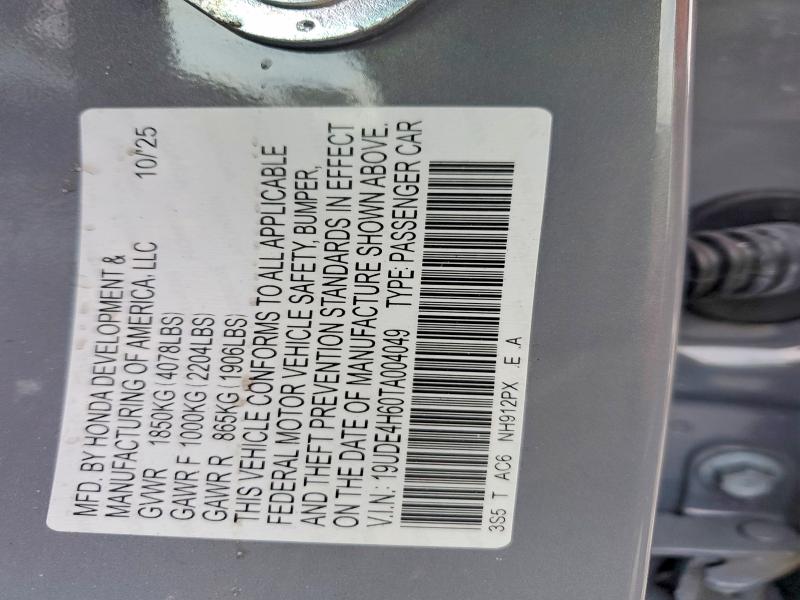 Auction sale of the 2026 Acura Integra, vin: 19UDE4H60TA004049, lot number: 76585555