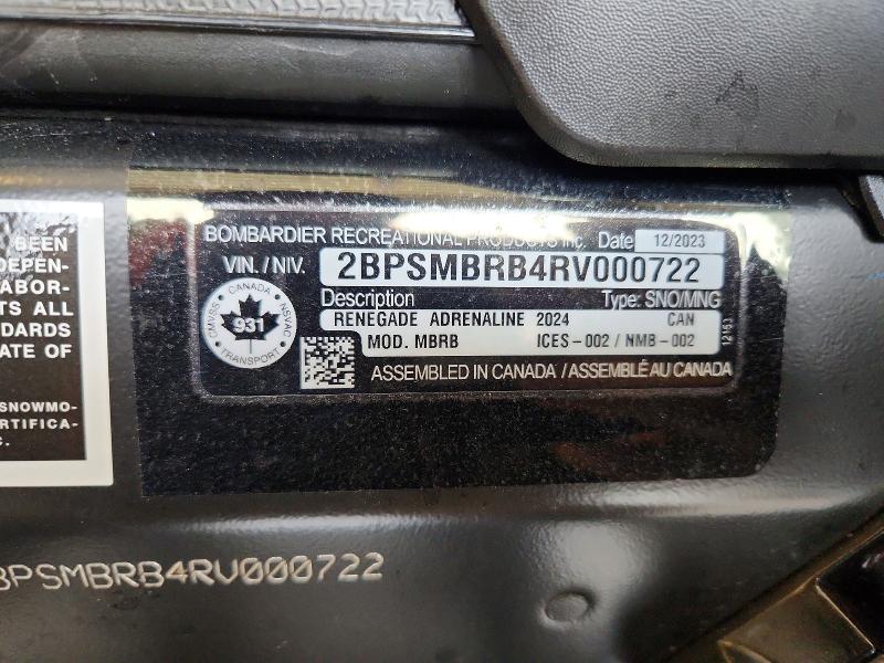 2024 Ski-doo Summit X85 მანქანა იყიდება აუქციონზე, vin: 2BPSMBRB4RV000722, აუქციონის ნომერი: 76395105