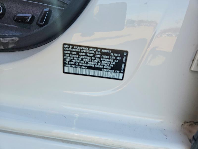 77328125 :رقم المزاد ، 1VWBT7A37EC110449 vin ، 2014 Volkswagen Passat مزاد بيع