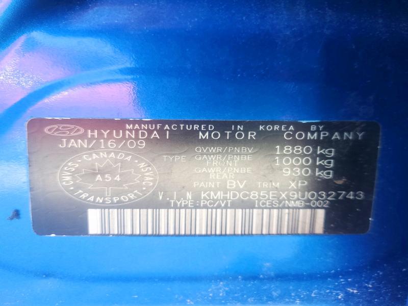 2009 Hyundai Elantra Touring მანქანა იყიდება აუქციონზე, vin: KMHDC85EX9U032743, აუქციონის ნომერი: 77178595