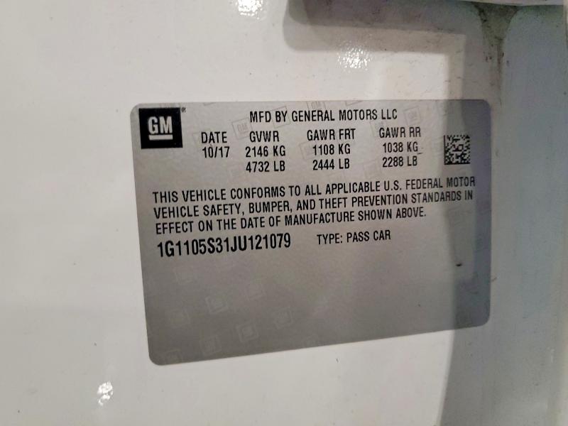 77195235 :رقم المزاد ، 1G1105S31JU121079 vin ، 2018 Chevrolet Impala مزاد بيع