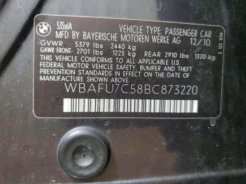 Aukcja sprzedaży 2011 Bmw 535, vin: WBAFU7C58BC873220, numer aukcji: 78981355