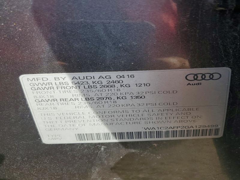 Aukcja sprzedaży 2016 Audi Q5, vin: WA1C2AFP2GA129499, numer aukcji: 77198065