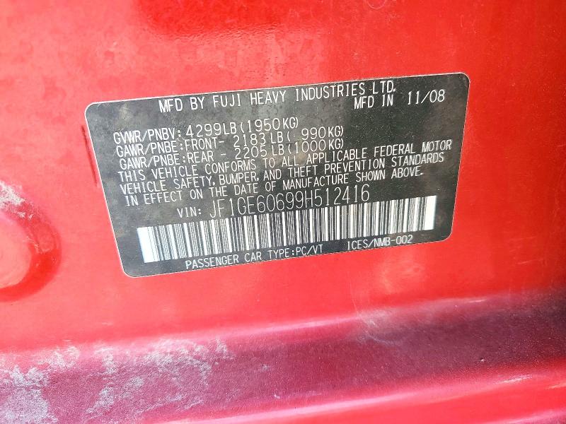 Aukcja sprzedaży 2009 Subaru Impreza, vin: JF1GE60699H512416, numer aukcji: 76587695