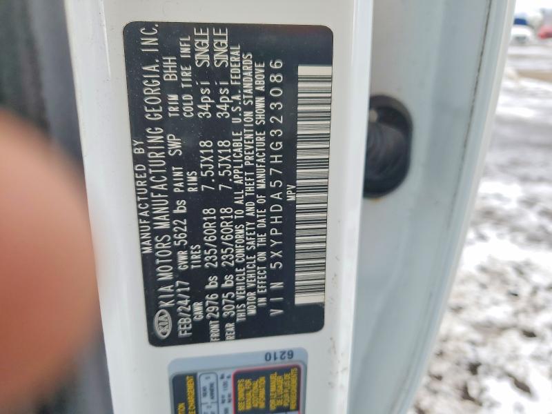 78821745 :رقم المزاد ، 5XYPHDA57HG323086 vin ، 2017 Kia Sorento مزاد بيع