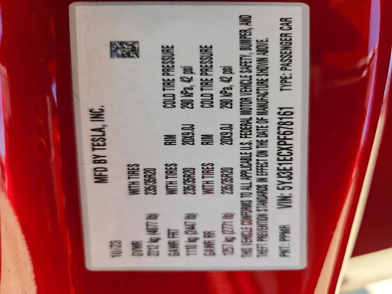 73707575 :رقم المزاد ، 5YJ3E1ECXPF678161 vin ، 2023 Tesla Model 3 مزاد بيع