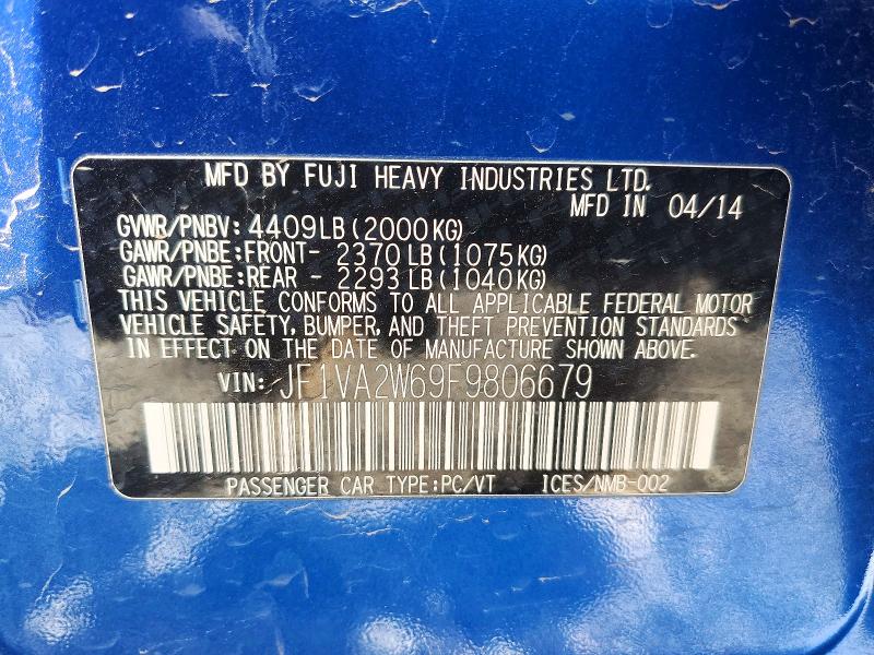 77860975 :رقم المزاد ، JF1VA2W69F9806679 vin ، 2015 Subaru Wrx مزاد بيع
