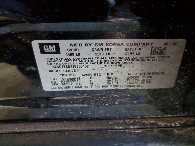 76594115 :رقم المزاد ، KL4CJESB4JB706152 vin ، 2018 Buick Encore مزاد بيع