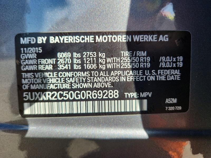 Aukcja sprzedaży 2016 Bmw X5, vin: 5UXKR2C50G0R69288, numer aukcji: 79039055