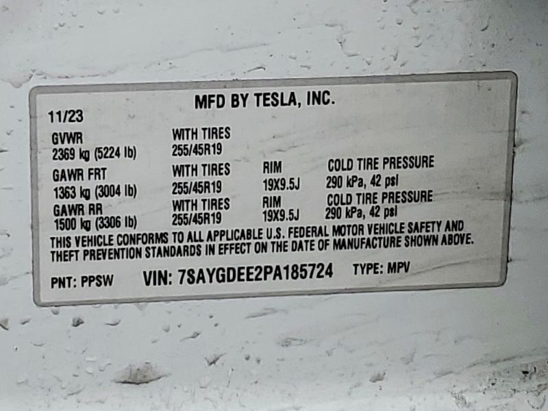 Продаж на аукціоні авто 2023 Tesla Model Y, vin: 7SAYGDEE2PA185724, номер лоту: 76285985