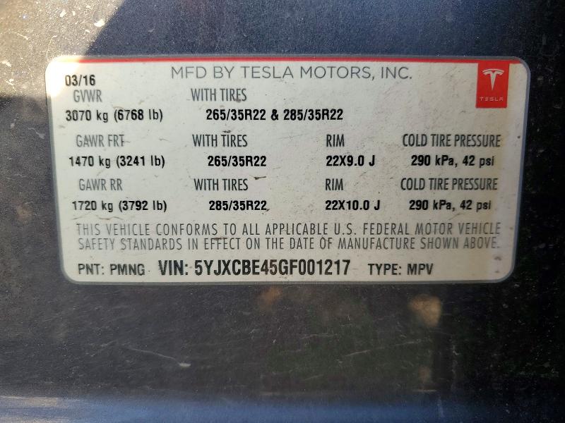 Aukcja sprzedaży 2016 Tesla Model X, vin: 5YJXCBE45GF001217, numer aukcji: 76663525