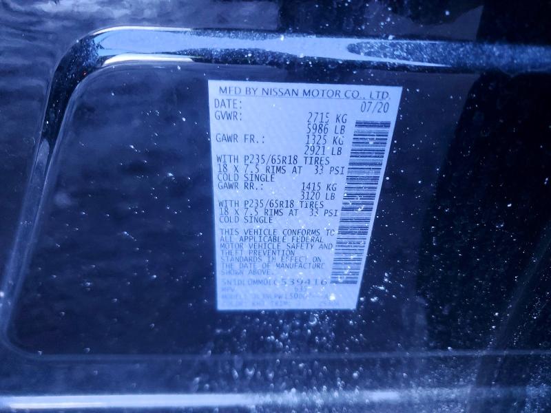 2020 Infiniti Qx60 Luxe მანქანა იყიდება აუქციონზე, vin: 5N1DL0MM0LC539416, აუქციონის ნომერი: 75794525