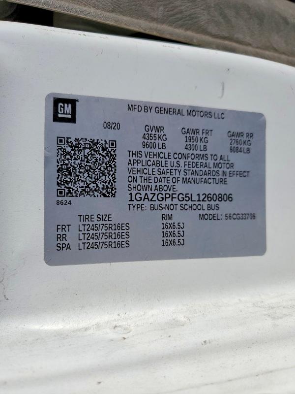 Продаж на аукціоні авто 2020 Chevrolet Express G3500, vin: 1GAZGPFG5L1260806, номер лоту: 78432685