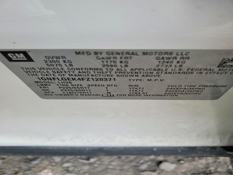Aukcja sprzedaży 2015 Chevrolet Equinox, vin: 1GNFLGEK4FZ128371, numer aukcji: 76904535