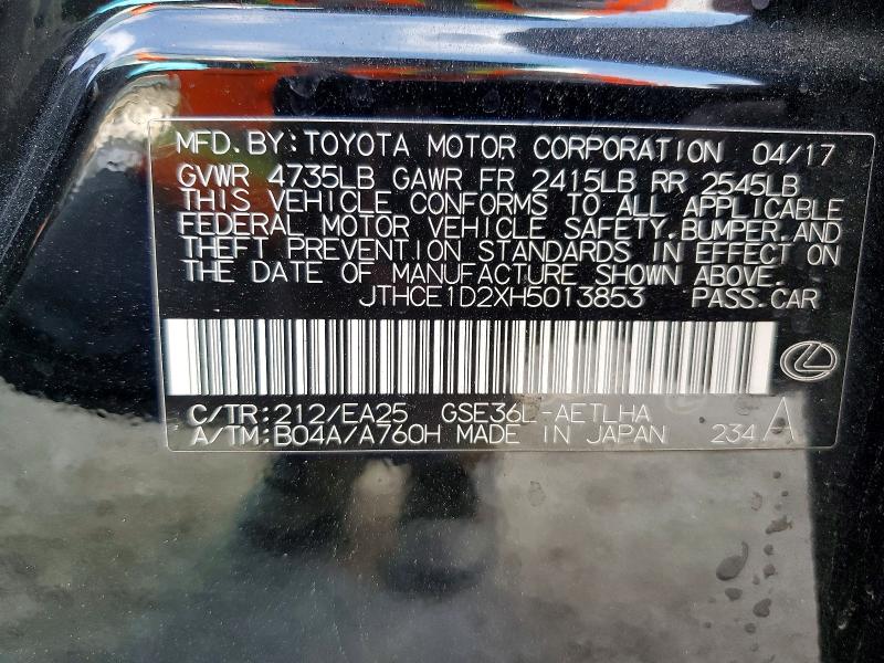 Aukcja sprzedaży 2017 Lexus Is, vin: JTHCE1D2XH5013853, numer aukcji: 78285635