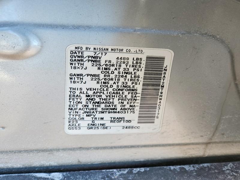 Продаж на аукціоні авто 2017 Nissan Rogue, vin: JN8AT2MT9HW403175, номер лоту: 75769815