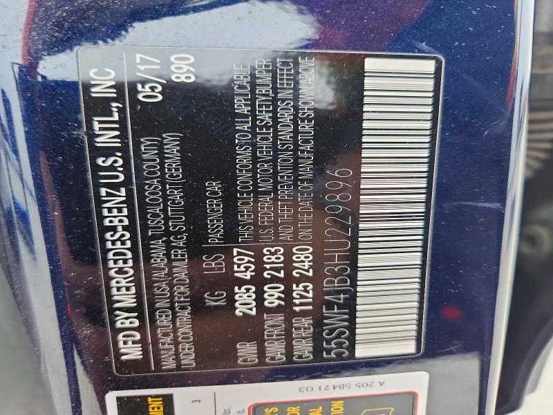 Продаж на аукціоні авто 2017 Mercedes-benz C, vin: 55SWF4JB3HU229896, номер лоту: 77290275
