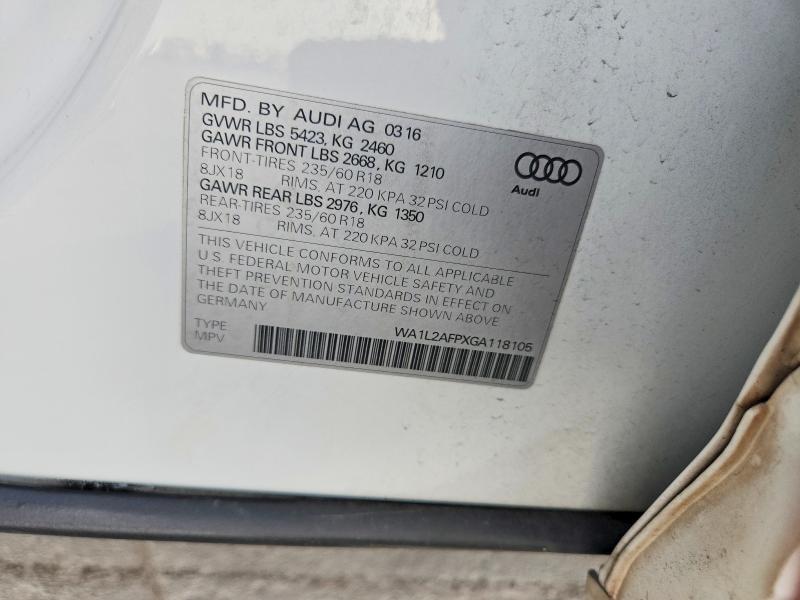 77190985 :رقم المزاد ، WA1L2AFPXGA118105 vin ، 2016 Audi Q5 مزاد بيع