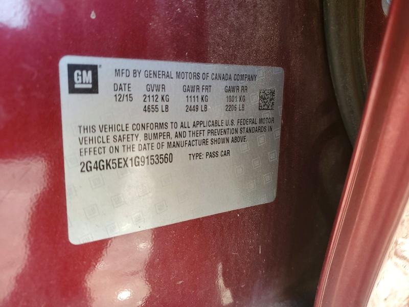 78640405 :رقم المزاد ، 2G4GK5EX1G9153560 vin ، 2016 Buick Regal مزاد بيع