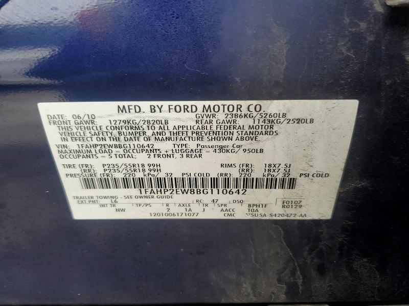 Aukcja sprzedaży 2011 Ford Taurus, vin: 1FAHP2EW8BG110642, numer aukcji: 78420015