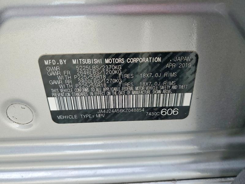 Продаж на аукціоні авто 2019 Mitsubishi Outlander, vin: JA4J24A56KZ048854, номер лоту: 76470435