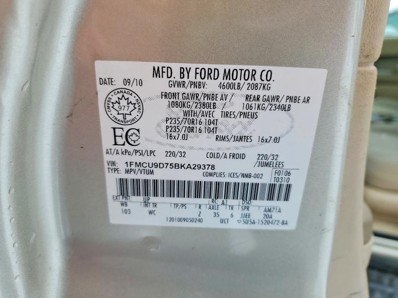 Aukcja sprzedaży 2011 Ford Escape, vin: 1FMCU9D75BKA29378, numer aukcji: 78134235