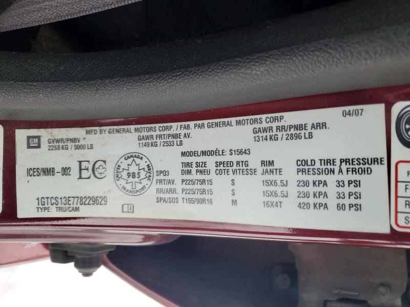 2007 Gmc Canyon მანქანა იყიდება აუქციონზე, vin: 1GTCS13E778229629, აუქციონის ნომერი: 76419795