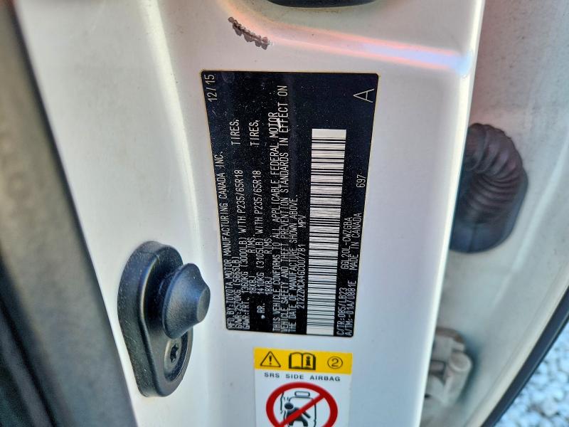 2016 Lexus Rx მანქანა იყიდება აუქციონზე, vin: 2T2ZZMCA4GC007781, აუქციონის ნომერი: 76462835