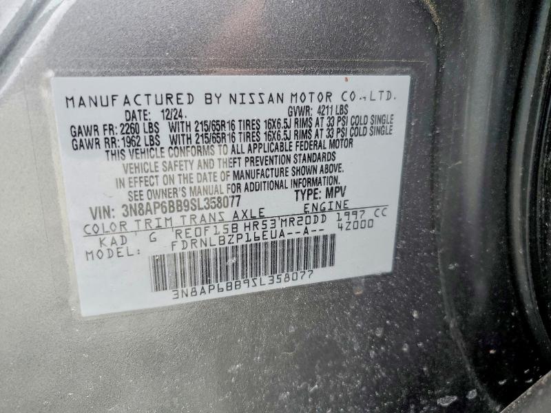Aukcja sprzedaży 2025 Nissan Kicks, vin: 3N8AP6BB9SL358077, numer aukcji: 78817395