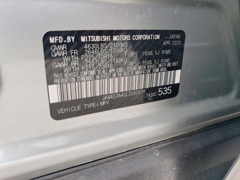 Продаж на аукціоні авто 2020 Mitsubishi Eclipse Cross, vin: JA4AS3AA0LZ042878, номер лоту: 78974955
