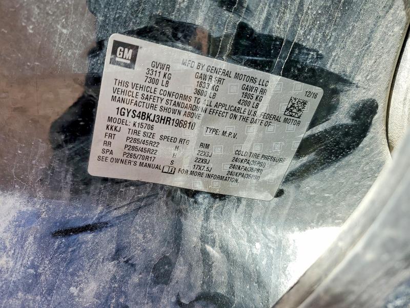 Aukcja sprzedaży 2017 Cadillac Escalade, vin: 1GYS4BKJ3HR196810, numer aukcji: 78602255