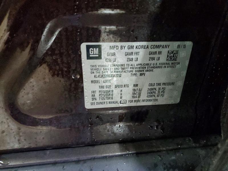 2016 Buick Encore მანქანა იყიდება აუქციონზე, vin: KL4CJCSB9GB517252, აუქციონის ნომერი: 79015415