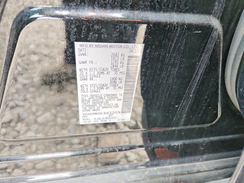 78605475 :رقم المزاد ، 5N1AR2MM2DC665209 vin ، 2013 Nissan Pathfinder مزاد بيع